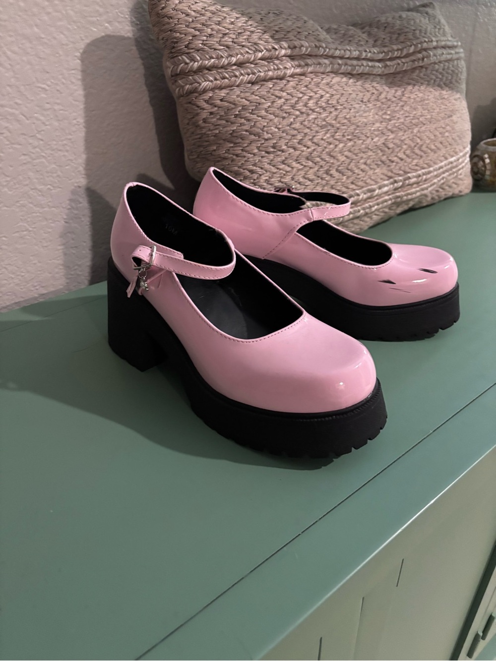 Soda Pink Patent Platform Mary Jane Heels